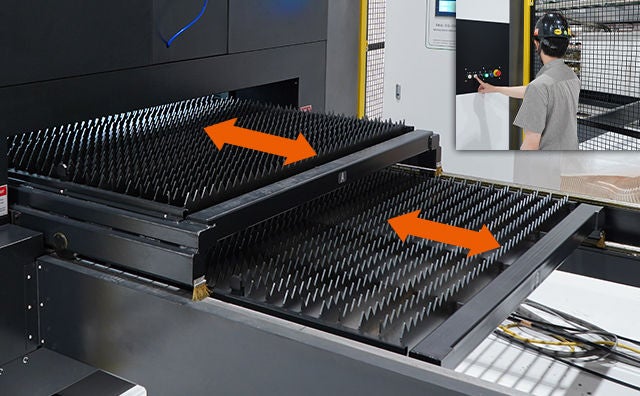 Dual pallet changer enabling continuous laser cutting production
